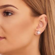 Freshwater Pearl Diamond Earrings 0.12ct Diamond 18K White Gold