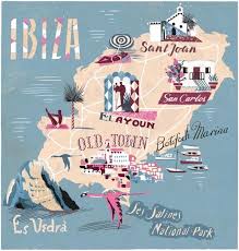 Ibiza Illustrated Map Ibiza Map Ibiza Spain Illustrated Map