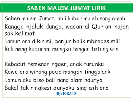 Saben Malem Jumat Lirik Dan Maknanya Iqra Id