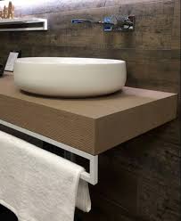 Mobilier De Salle De Bain Plateau Imitation Bois Suspendu Porte Serviette Vasque A Poser Lavabo Rond Robinet Robinetterie Murale Mur Gre Home Decor Decor Home