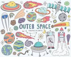 Space Clipart Cute Space Doodles Clip Art Set Vector Png Etsy In 2020 Space Doodles Space Drawings Space Illustration