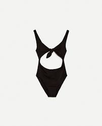 Image 2 Of Knotted Two Tone Swimsuit From Zara Black Women Bikini Swimwear Modern Swimwear