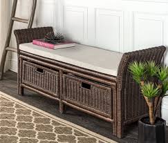 12 67 00 pews & benches revitcity division: Bay Isle Home Cabott 52 2 Drawer Wicker Storage Bench Wih Linen Cushion Brown Reviews Wayfair