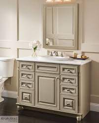 With A Premium Finish Of Willow With Cocoa Patina This Kraftmaid Vanity Is The Hero In This Small Powder Great Bathrooms Bathroom Furniture Bathrooms Remodel
