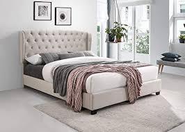 Modern King Size Champagne Velve Fabric Bed 1pc Beautiful Bedroom Wood Veneers Durable Nail Head In 2020 King Size Bed Furniture Fabric Bed Bedroom Sets Furniture King