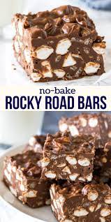 No Bake Rocky Road Bars Recipe Chocolate Rice Krispie Treats Marshmallow Dessert Recipes Baking