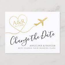 Change The Date Travel Destination Wedding Announcement Postcard Zazzle Com In 2020 Destination Wedding Save The Dates Destination Wedding Announcements Wedding Saving