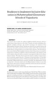 PDF) Readiness to Implement Inclusive Education in Muhammadiyah Elementary  Schools of Yogyakarta