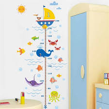 Us 1 78 9 Off Nursery Height Growth Chart Wall Sticker Kids Boys Girls Underwater Sea Fish Anchor Finding Nemo Decorative Decor Decal Poster In Wall