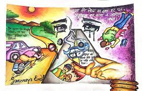 Soviet anti speeding road safety poster featuring a lada that has a normal half in the safe speed ranges and a da road safety poster safety posters road safety. Made By My Student Dipanshu Pandey Drawing Competition Poster Drawing Art Poster Design