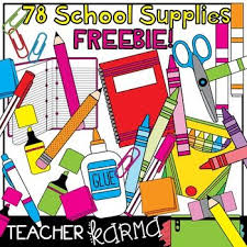 School Supplies Clipart 78 Pcs Free Clipart For Teachers Teacher Freebies Free School Supplies