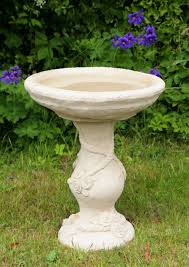 Jardin mangeoire oiseau sauvage alimentation station + graines mangeoire & eau bain 1,9m grand. Bain D Oiseaux Yorkshire En Pierre Avec Motifs Floraux 129 99