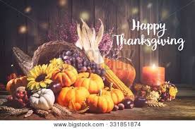 Maybe you would like to learn more about one of these? Happy Thanksgiving Decorative Cornucopia With Pumpkins Squash Fruits And Falling Leaves On Rustic Wooden Table Poster Id 331851874