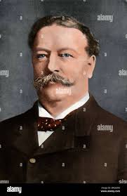 Secretary of War William Howard Taft sitting at his desk ca. 1904-1908  Stock Photo