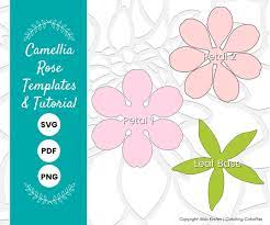 Camellia Paper Rose Template In 2020 Paper Rose Template Paper Flower Template Flower Template