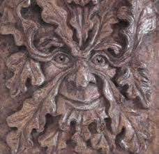 The foliated head, often called a green man, appearss in art and literature beginning in the medieval era. The Green Man