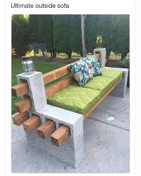 Bench Made From Cement Blocks And Wood Boards Diy Patio Diy Patio Furniture Backyard
