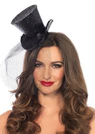 Top Hat Small Hat With Veil Small Hat With Veil Mini Top Hat With Veil Black
