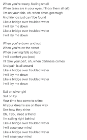 Pin By On Song Lyrics Bridge Over Troubled Water Lay Me Down Song Lyrics
