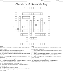 Chemistry Of Life Vocabulary Crossword Wordmint