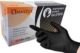 Despite their disposable design, the thicker, stronger and diamond grip pattern make them serious disposable gloves that will improve productivity and. Box 200 Omnitex Black Nitrile Gloves Powder Free Ambidextrous Examination Non Sterile Medium Amazon Co Uk Business Industry Science