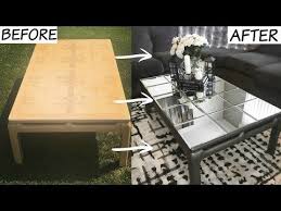 Diy Glamorous Mirror Table Dollarama Youtube Diy Mirrored Furniture Glass Coffee Table Makeover Mirrored Furniture