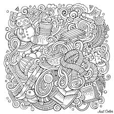 This lovely snowman would brighten up any street or garden, and put a smile on your face on a winter's day! Cartoon Doodles Winter Is Here Christmas Adult Coloring Pages