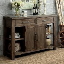 Colette Industrial Style Server Rustic Oak Finish By Casagear Home Dining Room Buffet Dining Server Rustic Oak Dining Table