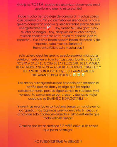 karolg publicó una foto entre lágrimas, acompañada de un mensaje para sus  seguidores 🥹❤️‍🩹