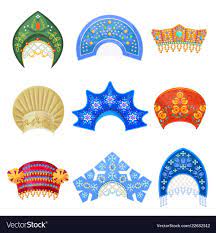 Russian Kokoshnik Traditional Hat With Ornament Vector Image On Vectorstock In 2020 Cartoon Illustration Vector Ornament Set