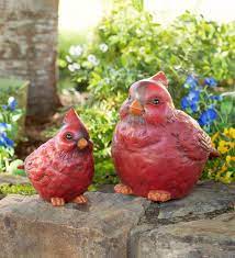 Size is 13 x 18. Oversized Cardinal Garden Statues Set Of 2 Plowhearth