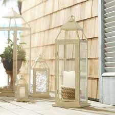 Solar lantern outdoor hanging, waterproof led solar lights retro leaf pattern decorative lamps for garden patio tabletop, warm/cold white, auto on/off, (leaf.) average rating: Landen Lantern White Extra Large Outdoor Candle Lanterns Large Lanterns Metal Lanterns