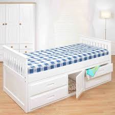 White Kids Single Storage Slat Bed 4 Drawers One Door Storage Under Bed Wooden White Wooden Single Bed Bed Frame With Drawers Single Bed Frame A few beds also have racks on the top. bed frame with drawers