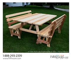 42 Wide Red Cedar Traditional Picnic Table W Backed Benches In 2020 Picnic Table Wooden Picnic Tables Diy Picnic Table