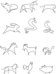 My Students Work Class 1404 Twelve Chinese Zodiac On Behance Line Art Drawings Zodiac Designs Chinese Zodiac Tattoo