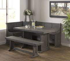 This table design has been popular for a spacious kitchen, because they add a breakfast nook table the breakfast nook | dining area. Vh 1890 5 Pc Gracie Oaks Merlinda Grey Distressed Finish Wood Solid Pine Breakfast Nook Table And Benches