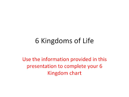 6 Kingdoms Of Life Use The Information Provided In This