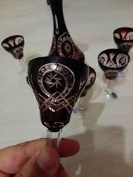 Μπορδο και διάφανο, χειροποίητο χάραγμα, όμορφο σχέδιο. Vand Set Coniac Buzau Perla Lux Bucuresti Sectorul 5 Olx Ro