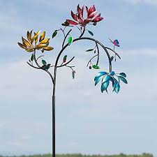 Yard art welded metal nanny goat sculpture. Buy Large Metal Wind Spinner For Outdoor Garden Decoration Windmill Wind Sculpture With Three Spinning Flowers And Butterflies Beautiful Summer Multicolored Flowers Wind Spinner For Outdoor Yard Decor Online In Vietnam B0957shy9f