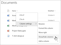 Ein Oder Ausblenden Von Spalten In Einer Liste Oder Bibliothek Sharepoint