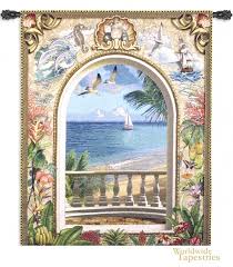Beach scene painting, janell mithani. Wish You Were Here Landscape Tapestry Worldwide Tapestries