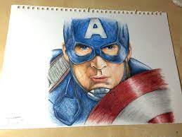 Captain America Colour Pencil Drawing Age 16 Josh Williams Captain America Drawing Color Pencil Drawing Marvel Drawings