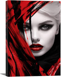 Amazon.com: VOCBAN Makeup Room Decor White Hair Red Lips Girl Large Canvas  Wall Art,Paintings Posters and Prints Artwork Pictures for Living Room Bar  Stairs Aisle Walls Home Decor-20x28in Framed: Posters & Prints