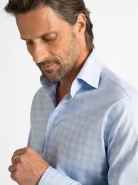 Non-Iron Stretch Light Blue Check Shirt