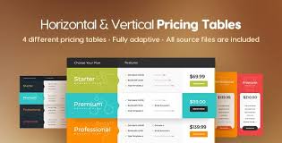 Horizontal Vertical Pricing Tables 2 Horizontal And 2 Vertical Pricing Tables Different Styles Fully Adaptiv Pricing Table Business Buttons Table Template