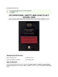 • two new definitions in section 3 and changes to 4 existing definitions. Isi Kandungan Osha 1994 Occupational Safety And Health Labour Relations