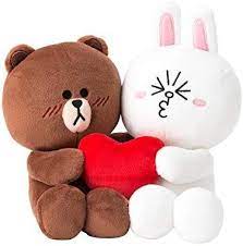 Line Friends Couple Set Sitting Doll Season 4 7 9 Inch Brown White Line Friends Sitting Doll Cute Love Gif