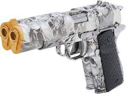 A double barrel pistol is currently worth an average price of $550.66 new and $513.11 used. Amazon Com Evike Aw Custom Double Barreled 1911 Airsoft Gas Blowback Pistol Color Skullcam Sports Outdoors