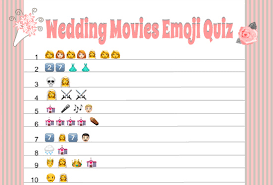 This left and right bridal shower game will get your guests laughing, and there is a nice surprise at the end! Free Printable Wedding Movies Emoji Pictionary Quiz My Party Games