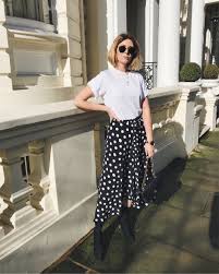 Black And White Polka Dot Midi Skirt Emma Hill Ems Ejstyle Twitter Polka Dot Midi Skirt Outfit Polka Dot Skirt Outfit Midi Skirt Outfit Winter